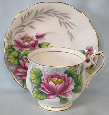 Buy Royal Albert Flower Of The Month Hampton Shaped Cup & Saucer #7 Water Lily • 23.74£