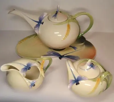 Buy Vintage Art Nouveau Franz Dragonfly Porcelain Tea Set Signed By Jen Woo • 768.47£