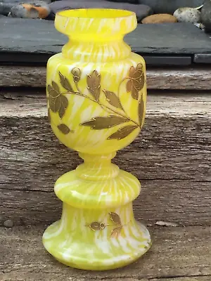 Buy Antique Franz Welz Klostergrab Gold Enameled Lemon Spatter Art Glass Vase Signed • 42.50£