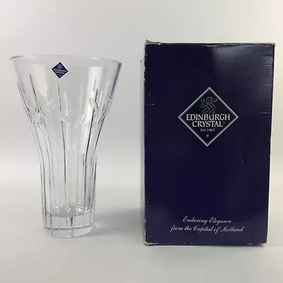 Buy Edinburgh Crystal Line Patterned 12 Inch Tall Cut Glass Vase In Original Box • 50£