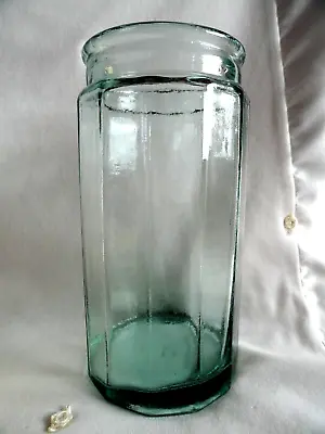 Buy Vintage Large 20 Cm Recycling Light Green Glass Jar /Vase/Faceted Cylinder • 10.90£
