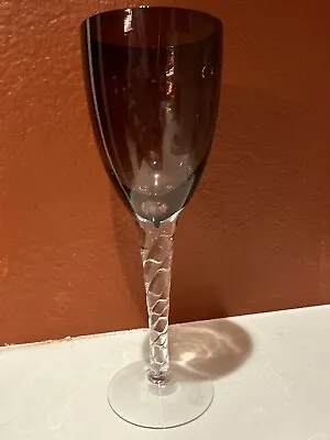 Buy 4 Mid Century PURPLE AMETHYST Elegant TWISTED STEM Art Glass Water WINE GOBLETS • 65.55£