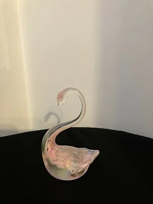 Buy Vintage Pink Heron Glass Swan 7.5 Centimetre High • 10£