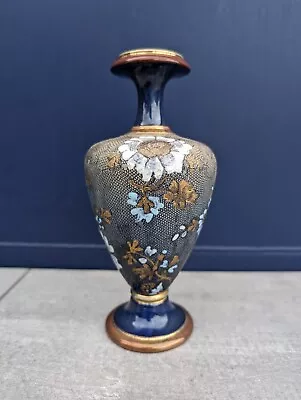 Buy Antique Doulton Lambeth Slaters Ware Snake Skin Effect Floral Vase C1902 Royal • 40£