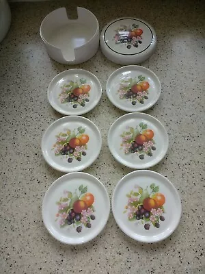 Buy Rare, 6 Johnson Brothers Cloverleaf Fresh Fruit Melamine Coasters In Case • 9.99£