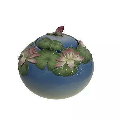Buy Franz Porcelain  Water Lily / Lilies Covered Biscuit Jar / Bowl With Lid • 318.47£