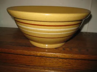 Buy ANTIQUE 1800's  YELLOW WARE 10 1/2    Brown & White 4 BANDS STRIPES BOWL McCoy ? • 48.14£