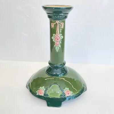 Buy Rare Majolica 1900 Eichwald Green, Floral Art Nouveau Candlestick Holder 8  Tall • 75.86£