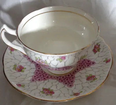 Buy Vintage Adderley  Tea Cup & Saucer,  Pink Chintz Blossom Floral M249 • 28.45£