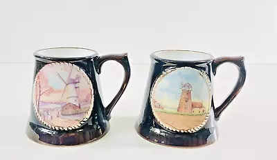 Buy Great Yarmouth Potteries, Windmill Design Tankard Style Mugs X 2 • 7£