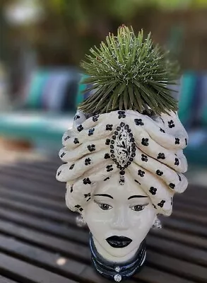 Buy Moor's Head Atena - Queen Polka Dots - Teste Di Moro - Caltagirone Ceramic Italy • 551.78£
