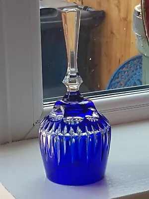 Buy Bohemia Cobalt Blue Flash Glass Cut To Clear Table Bell  In V.G.C. Free UK P&P • 19.99£