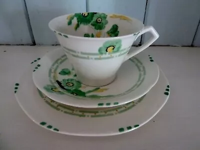 Buy Art Deco Trio Hand Painted Cup Saucer And Tea Plate 'Yvonne' Woods Ivoreen • 9.99£