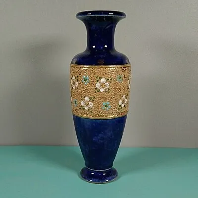 Buy Royal Doulton Lambeth Vase Small Gold Cobalt Blue Impressed Base 8501 15cm Tall • 49£