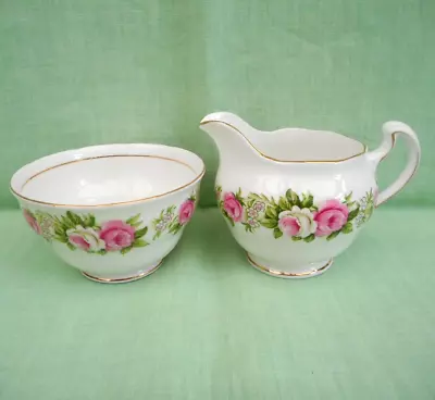 Buy Vintage Colclough  Enchantment  Bone China Milk Jug & Sugar Bowl - Pink Roses • 9.99£