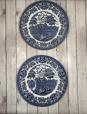 Buy Vintage Tableware England OLD COUNTRY CASTLES Blue And White Dinner Plate  X 2 • 10.95£