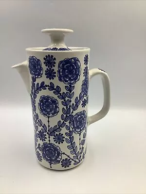 Buy Vintage Iden Pottery Rye Sussex Coffee Pot White & Blue Flowers Rare VGC 9” • 15£