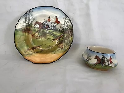 Buy Crown Ducal Ware Hunting Scene Small Plate & Dish Horses Dogs Countryside Hunt  • 7£