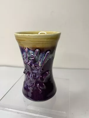 Buy Handmade Art Pottery Small Bud Vase Purple Brown 4” Glazed • 14.41£
