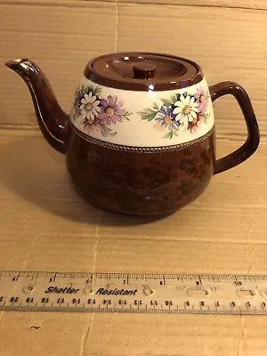 Buy Vintage Arthur Wood Viking Teapot - 4655 Brown With Floral Band - 5.5” High • 6£