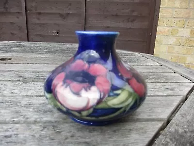 Buy Moorcroft  Pottery  Blue  Big Poppy Squat Vase • 285£