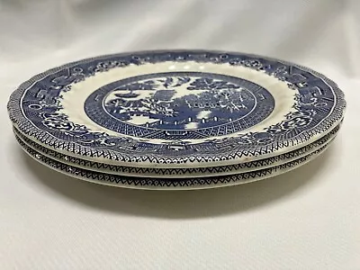 Buy Set Of 3 - Vintage Dinner Plates 10 Inch Blue Willow Pattern Myott Meakin • 28.94£