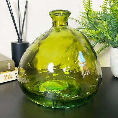 Buy Green Bubble Vase Recycled Glass 16cm Wide Bottle Abstract Indoor Modern Large • 14£