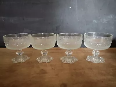 Buy Set 4 Vintage Glass Footed Sundae Dessert Trifle Dishes Made In Italy • 11.99£