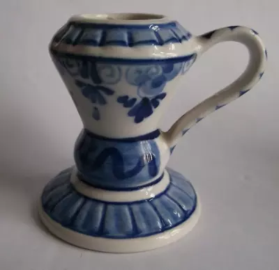 Buy Vintage Delftware Handwork Blue/White Small Candlestick Holder - Elesva Holland • 4.99£