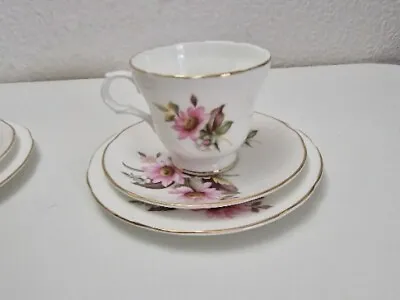 Buy Crown Trent Fine Bone China Tea Cup & Soucers Trio Flower Printed • 4£