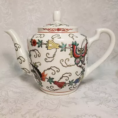 Buy Vintage Chinese Porcelain Teapot Flower Vine Multi Butterfly • 27.51£