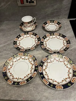 Buy Art Nouveau Tea Set Antique Imari Style Teacup Saucer & Side Plate Blue & White • 14.99£