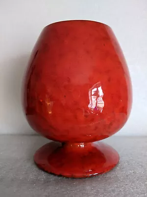 Buy Vintage Italian Goblet Vase - Signed Art Pottery In Striking Red Glazed  • 25£