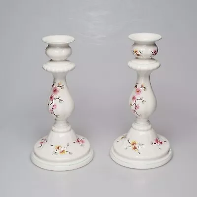Buy Vintage James Kent White And Floral Porcelain Candle Holders • 35£