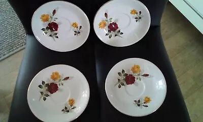 Buy Vintage Alfred Meakin 'Glo-White' Saucers X4  Roses Design • 5£