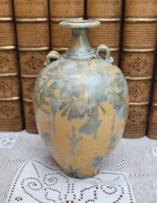 Buy Peter Wallace Australian Studio Pottery Crystalline Vase Nickle Tan & Green • 95£
