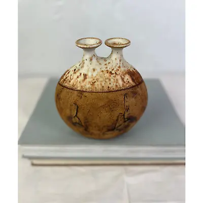 Buy 1960s Warren Hullow Art Pottery Vase Stoneware Pot Twig Vase Double Necked • 191.80£