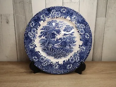Buy English Ironstone Tableware Blue And White Small Dinner Plate With Country Scene • 7.50£