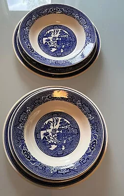 Buy Vtg 6 Pc Royal China Blue Willow Ware Dish Lot 2 Dinner/Lunch Plates, Soup Bowls • 56.91£