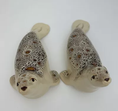 Buy 2x Fosters Art Pottery Seals Honeycomb Glazed Sea Lion Ornament Studio • 14.99£