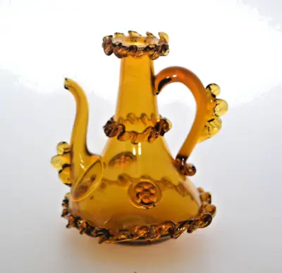 Buy Vintage Gordiola Amber Glass Jug Oil Or Vinegar Jug Decanter Hand Made In Spain • 15£