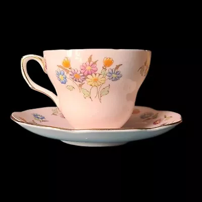 Buy Rare Vintage Foley Fine Bone China Pink Cup And Saucer With Daisies • 25£