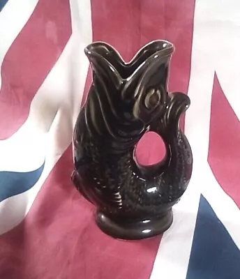 Buy Dartmouth Devon Pottery  Gluggle   Fish Jug  Vase Vintage 18 Cm Teal • 30£