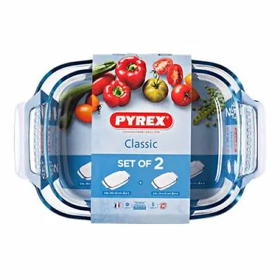 Buy Pyrex Set Of 2 Classic Oven Dishes Glass 3.6L And 2.6L Rectangular Roasters  • 19.99£