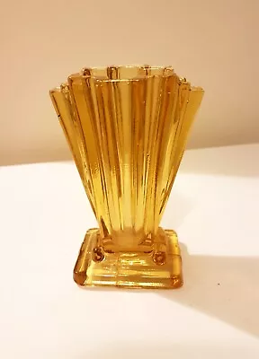 Buy Bagley Art Deco Vintage Amber Glass 'Grantham' Vase • 10£