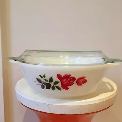 Buy Vintage Glass Pyrex Casserole Dish With Lid & Handles White Bowl & Clear Lid • 10£