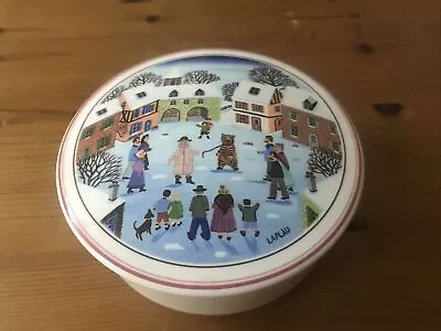 Buy VILLEROY& BOCH CHINA BOX,NAIF WINTER,ROUND With Lid,LARGE,Christmas Scene,VGC • 14£