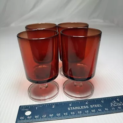 Buy VINTAGE ARCOROC LUMINARC FRANCE Ruby Red Stemware Wine Glass~Set Of 4 ~4 1/2” A+ • 24£