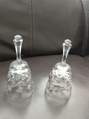 Buy Pair Cut Glass Crystal Bells 13.5cm • 3.99£