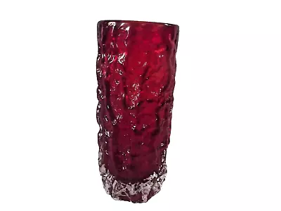 Buy Whitefriars Glass Ruby Red Bark Vase  By Geoffrey Baxter  • 115£